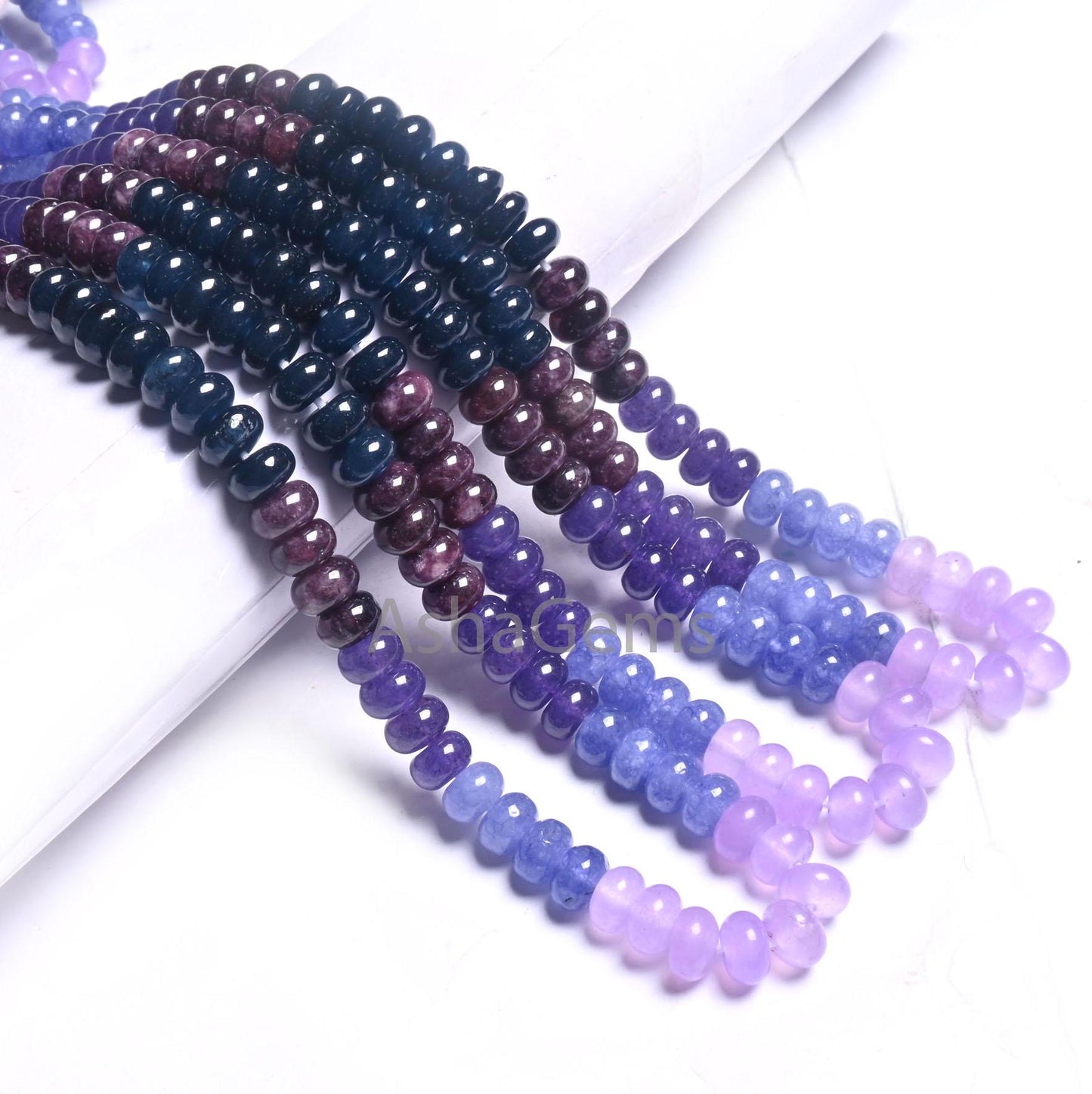 Beautiful Multi Blue Jade Quartz Smooth Rondelle Gemstone Beads,8 mm Disco Shaded Blue Brown Lavender Color Quartz Bead Jewelry making Craft (AG 12306)