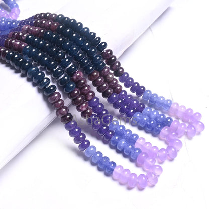 Beautiful Multi Blue Jade Quartz Smooth Rondelle Gemstone Beads,8 mm Disco Shaded Blue Brown Lavender Color Quartz Bead Jewelry making Craft (AG 12306)