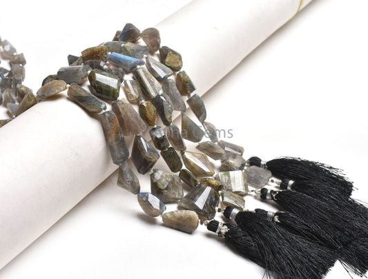 14" Strand Natural Labradorite Faceted Nugget Gemstone Beads, Multi Flash Labradorite Nugget Briolette Beads Black Rainbow Bead Jewelry SALE