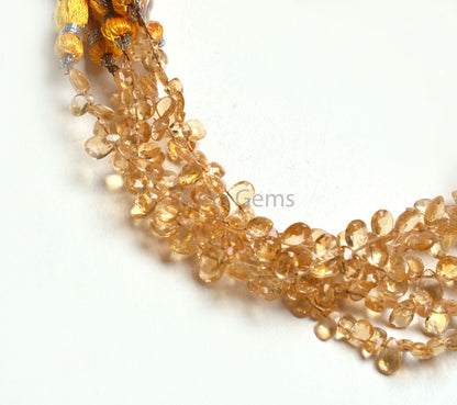 AAA Quality Citrine Quartz Faceted Pear Shape Beads,4-7mm Natural Yellow Citrine Tiny Teardrop Briolette Gemstone Beads,8" Citrine Bead SALE