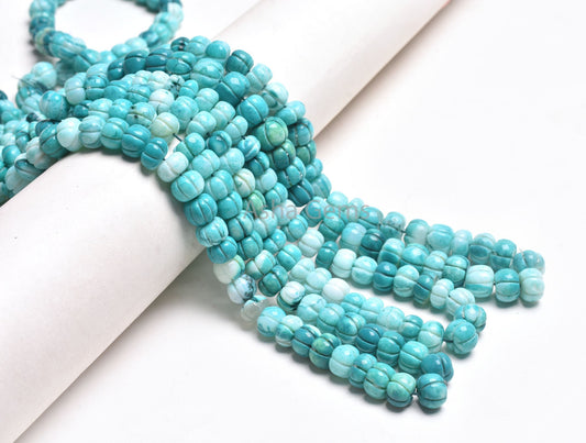 AAA Pine Green Opal Carving watermelon Beads,16"Strand Shaded Green Blue Opal carved Pumpkin Gemstone Handmade Beads Opal Carve Bead Jewelry