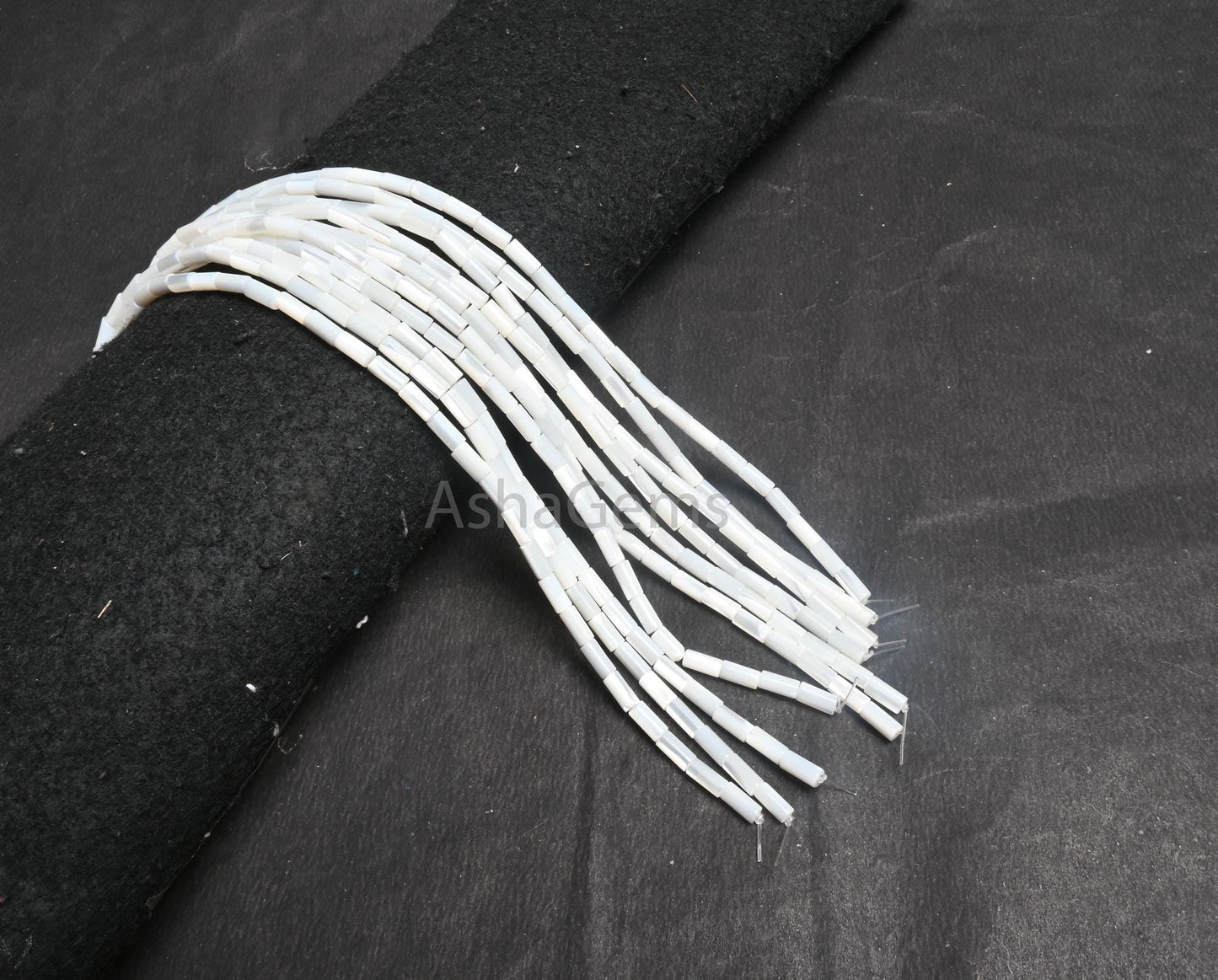 Fine Mother Of Pearl Fancy Tube Shape Smooth Gemstone Beads,3.5-8 mm Natural Iridescent White MOP Shell Pipe Straight Drill MOP Bead Jewelry