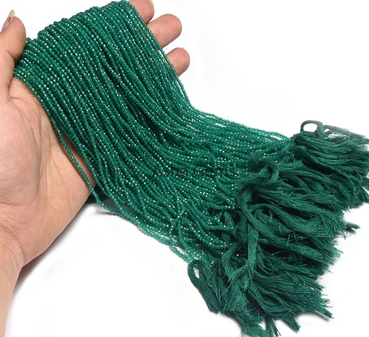 2 mm Beautiful Green Onyx Faceted Rondelle Beads, AAA Green Onyx Beads, Onyx Machine Cut Micro Faceted Beads,13" Strand Green Onyx Bead SALE