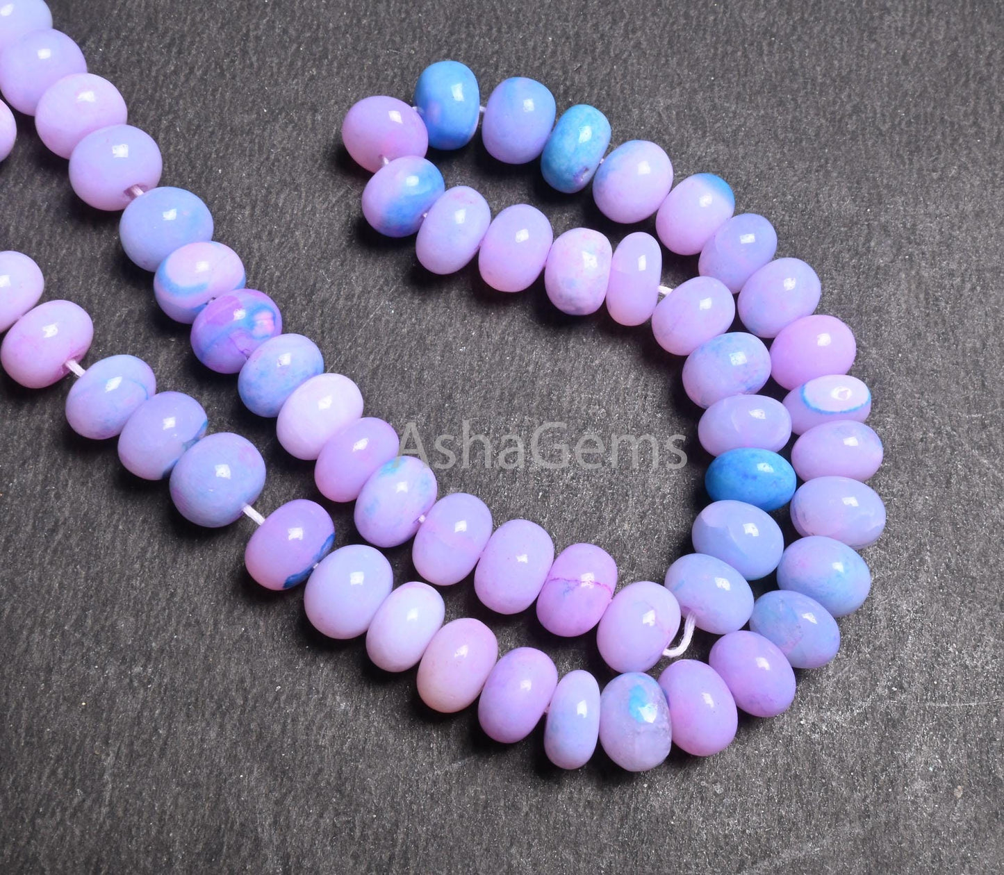 AAA Lavender Blue Opal Smooth Rondelle Beads,16" Strand Shaded Blue Lavender Opal Plain Handmade Gemstone Loose Bead Blue Opal Beads Jewelry