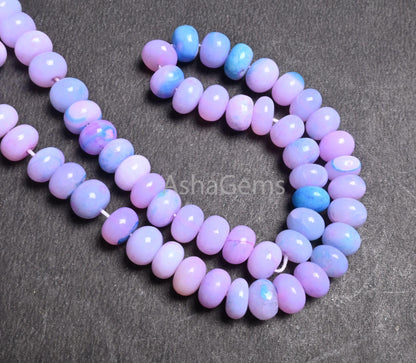 AAA Lavender Blue Opal Smooth Rondelle Beads,16" Strand Shaded Blue Lavender Opal Plain Handmade Gemstone Loose Bead Blue Opal Beads Jewelry