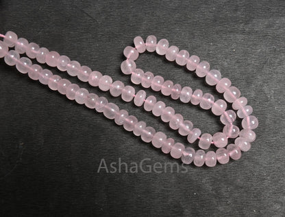 Natural Pink Rose Quartz Smooth Rondelle Shape Gemstone Beads,8/16" Rose Quartz Plain handmade Pink Quartz Beads Necklace Jewelry Craft SALE