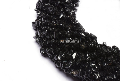 34" Strand Natural Black Onyx Uncut Chips Gemstone Beads Semi Precious Raw Rough Smooth Nugget Bead,AAA Black Onyx Bead Jewelry Making Craft