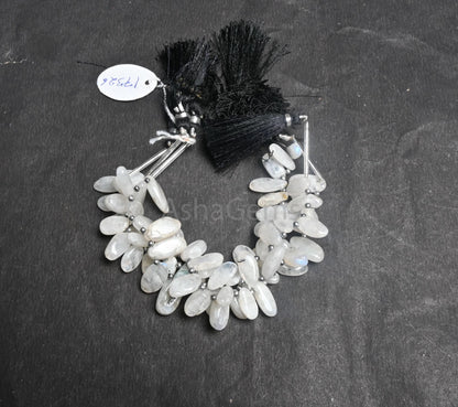 Beautiful White Rainbow Moonstone Smooth Uneven Oval Shape Gemstone Beads, Natural Rainbow Moonstone handmade Side Drill Beads Jewelry Craft