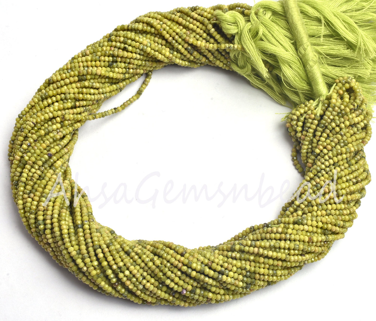 2 mm Beautiful Green Opal Micro Cut Faceted Rondelle Shape Beads,13"Strand Opal Machine Cut Gemstone Tiny Beads Green Opal Bead Jewelry SALE (AG 15042)