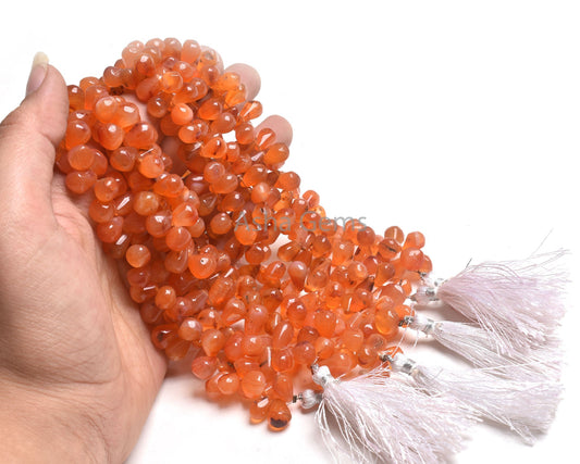 Orange Carnelian Smooth Handmade Drop Beads,7-10 mm Uneven Plain Handmade Teardrop Side Drill Gemstone carnelian Beads Jewelry making Crafts