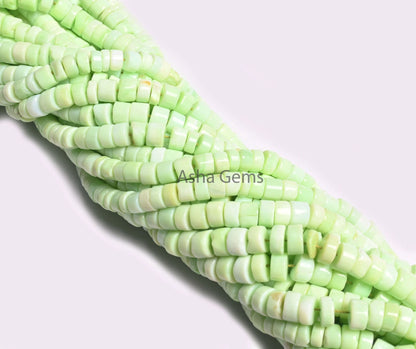 Beautiful Mint Green Opal Smooth handmade Tyre Shape Beads,13" parrot Green Opal wheel Gemstone Center Drill Beads, Fine Opal Beads Jewelry