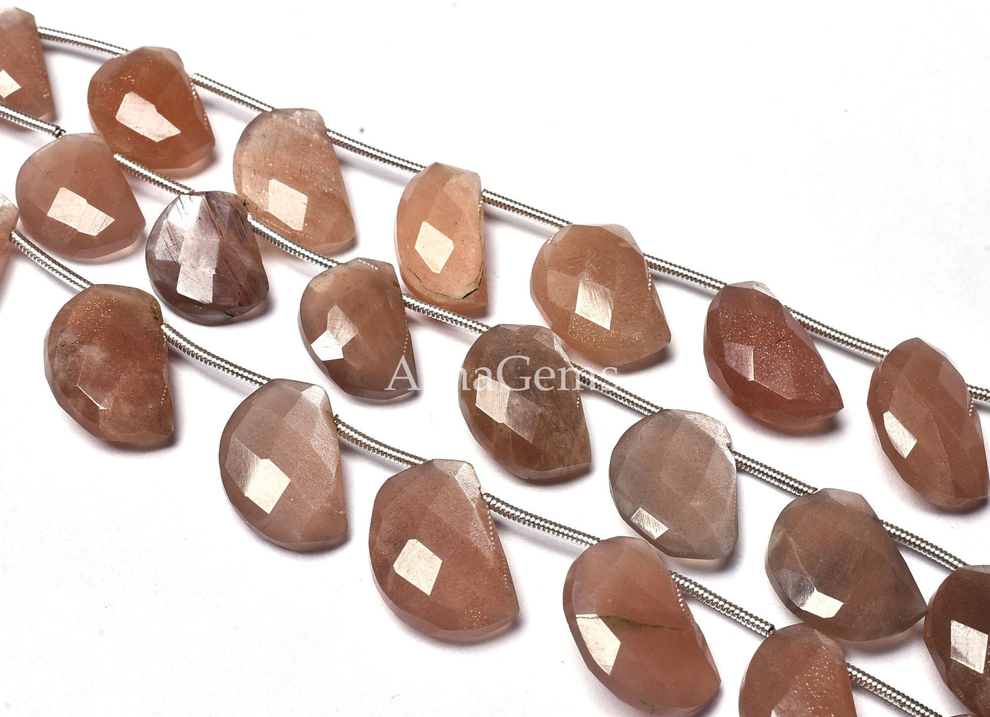 7"Strand Natural Chocolate Moonstone Beads,fancy D Shape Beads,Moonstone Faceted Beads, 10x14-10.5x15 mm Moonstone Checker Cut Bead Jewelry