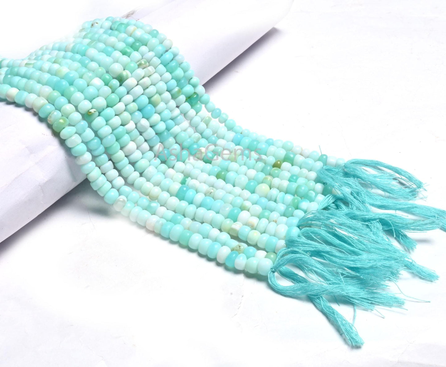 Beautiful Blue Peru Opal Flat Rondelle Shape Smooth Gemstone Beads,12" Shaded Peruvian Sky Blue Opal Handmade Uneven Bead Jewelry Craft SALE (AG 12282)