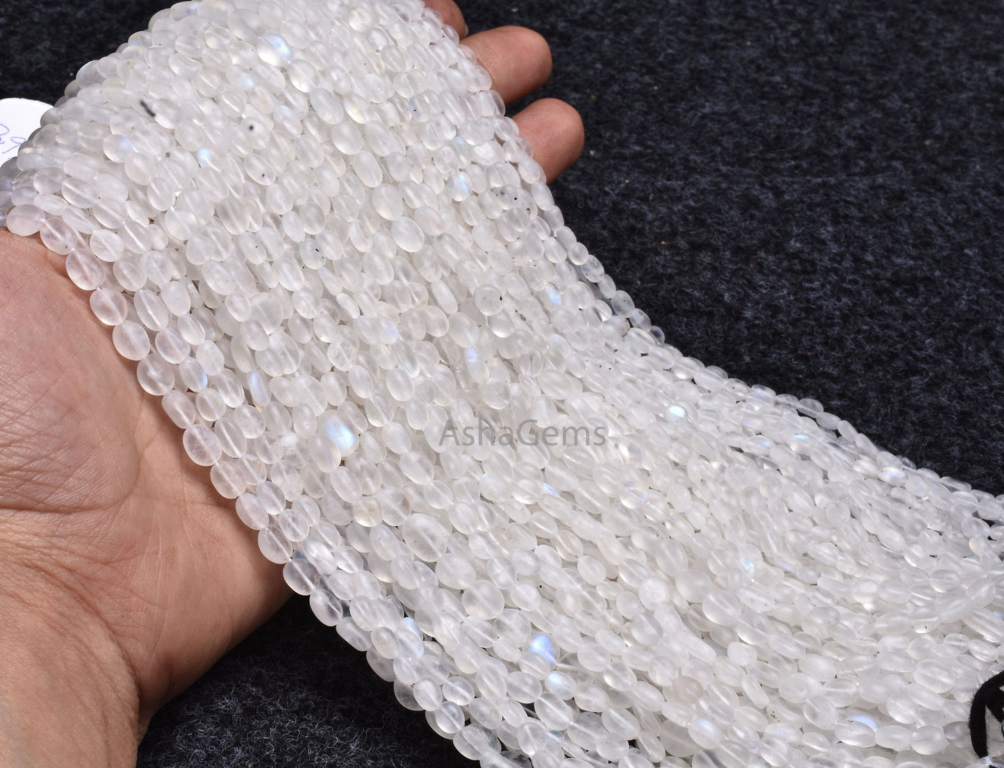 Blue Fire Rainbow Moonstone Smooth Mat Finish Oval Beads,13"Strand Natural White rainbow Moonstone handmade Uneven Oval Beads Jewelry Making (AG 6568 )