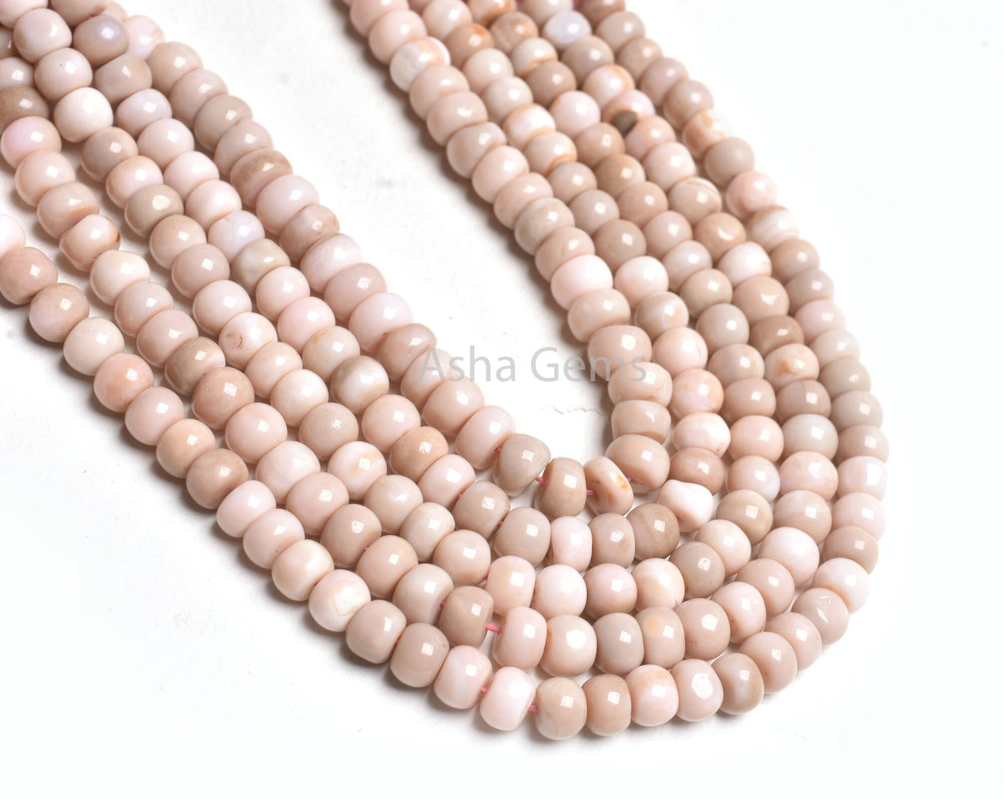 Opal Smooth Rondell Shape Beads,9" Strand Shaded Pink Peach Opal Beads, Bio Pink Opal Plain Handmade Gemstone Beads