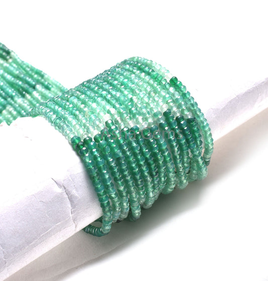 3.5 mm AAA Quality Shaded Green Onyx Faceted Rondelle Beads, Green Onyx Indian Machine Cut Gemstone Beads, Onyx Beads Jewelry Making Crafts