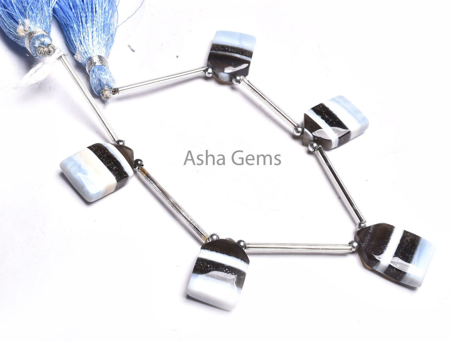 Opal Fancy Gate Shape Side Drill Gemstone Beads, Blue Boulder Opal smooth Handmade Fancy Beads, Boulder Opal Bead Jewelry Making Handicrafts