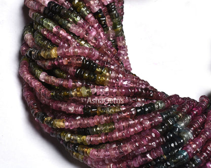 Natural Tourmaline Smooth Tyre shape beads,3-3.5 mm Multi Tourmaline Plain Wheel Shape Handmade Gemstone bead Rare tourmaline Tiny tyre Bead