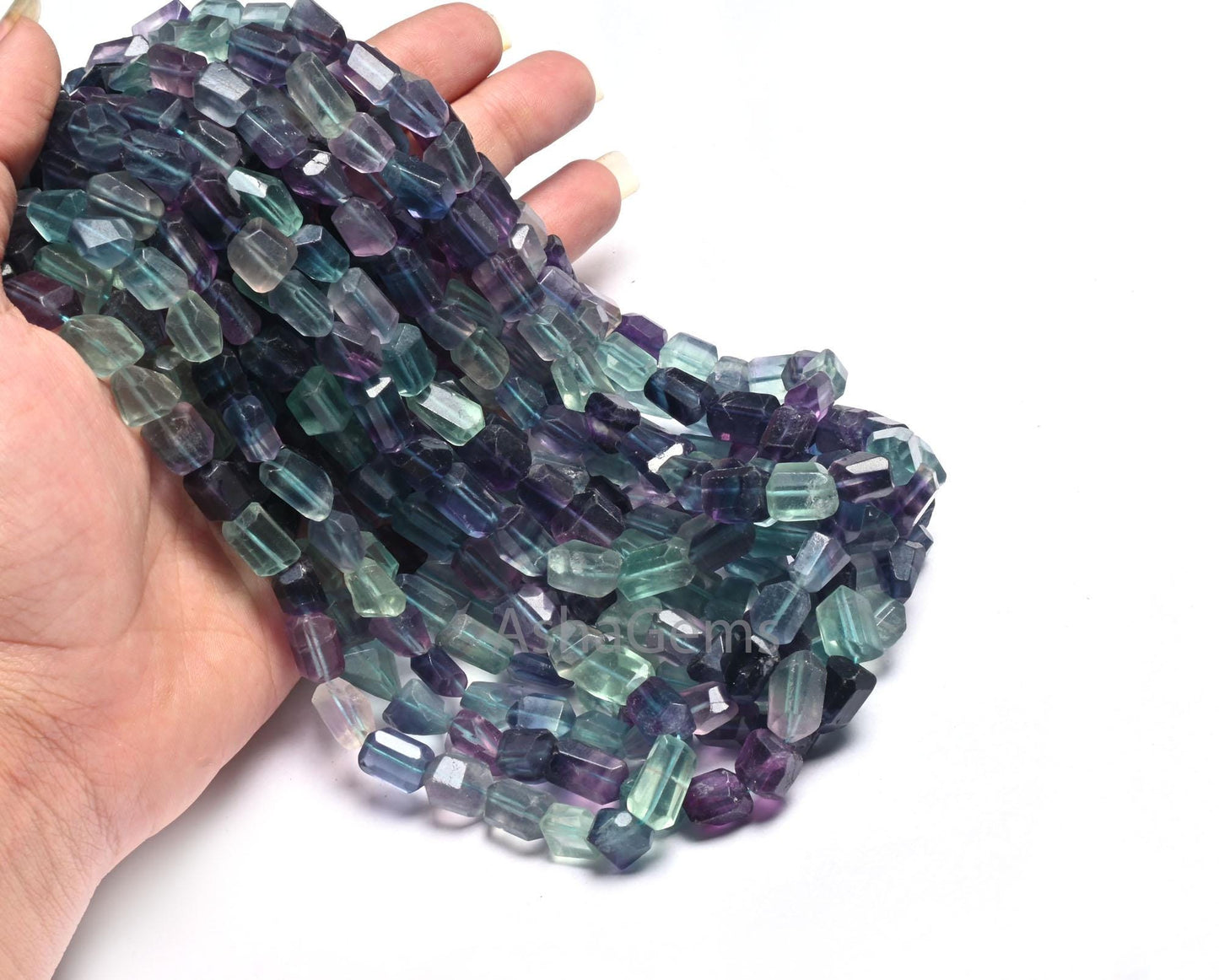 Fine Multi Fluorite Faceted Nugget Gemstone Beads, Multi Green Purple Fluorite Indian Cut handmade Tumble Fluorite Beads Jewelry Crafts SALE