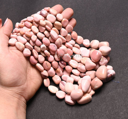 Beautiful Pink Opal Smooth Nugget Gemstone Loose Beads, Fine Shaded Pink Opal Handmade Tumble Plain Graduation Size beads Necklace Jewelry (AG 22298)