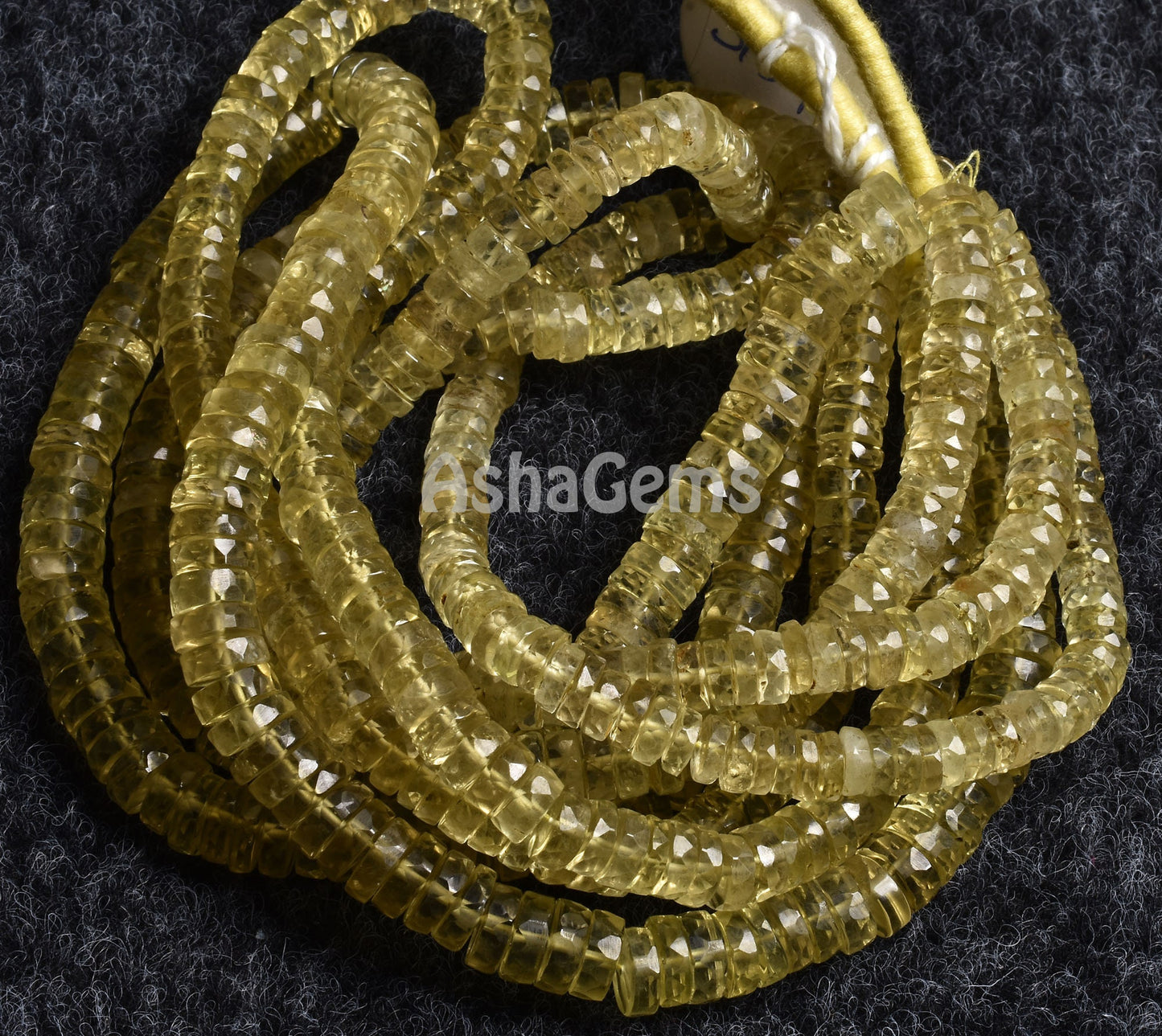 Lemon Quartz Faceted Heishi Tyre Beads,16" Strand Natural Yellow Green Lemon Wheel Shape Beads Gemstone Flat Tyre Faceted Beads For Jewelry