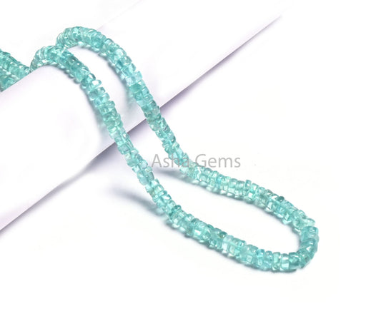 5 mm Fine Quality Blue apatite Smooth Tyre Shape Beads,16"Strand Sky Apatite Uneven Handmade Wheel Shape Apatite Gemstone Bead Jewelry Craft