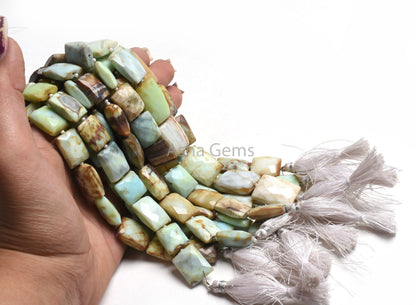 Beautiful Peru Boulder Opal Faceted Rectangle Beads,8"Strand natural Boulder Opal Fancy Shape Gemstone Straight Drill Bead Opal Jewelry SALE