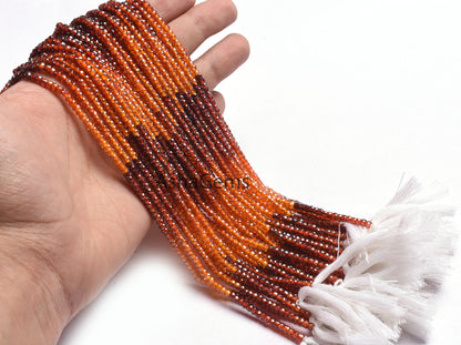 Shaded orange red zircon Faceted Rondelle Beads,13" Strand Cubic zirconia beads,3mm AAA Zircon Micro Cut Machine Cut Bead Jewelry Craft SALE
