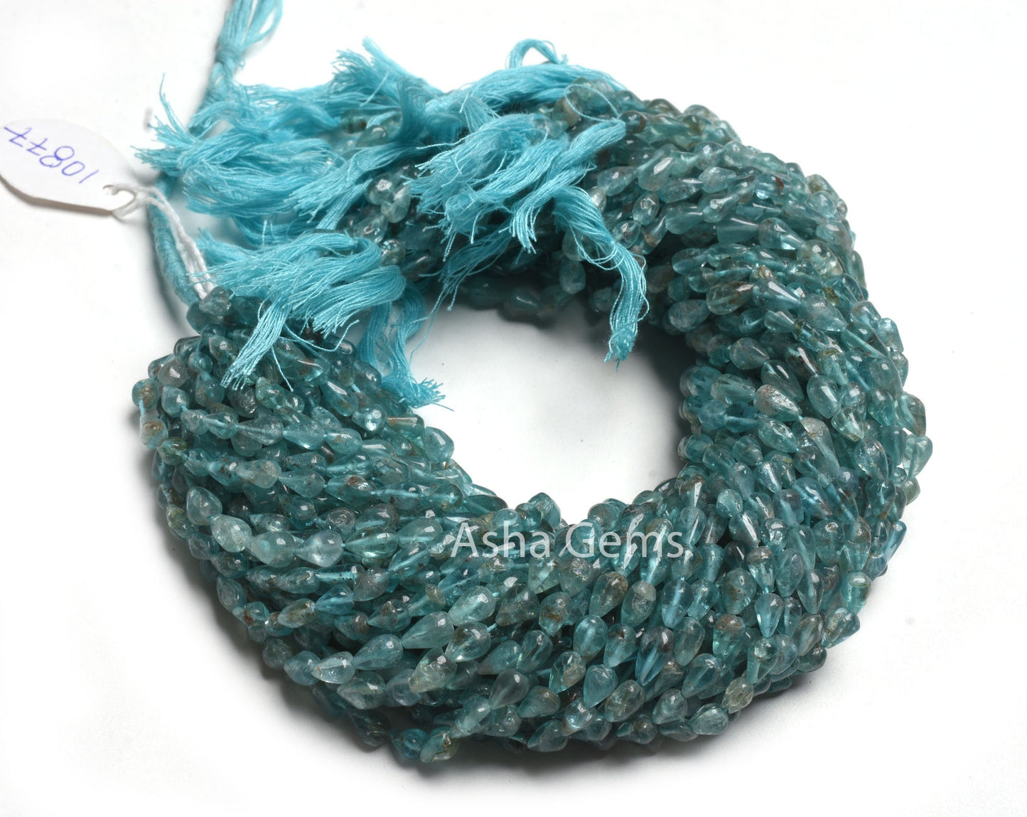 Beautiful Blue Apatite Smooth Drop Gemstone Beads,13" Natural Sky Apatite Handmade Uneven Teardrop Straight Drill Bead, apatite Bead Jewelry