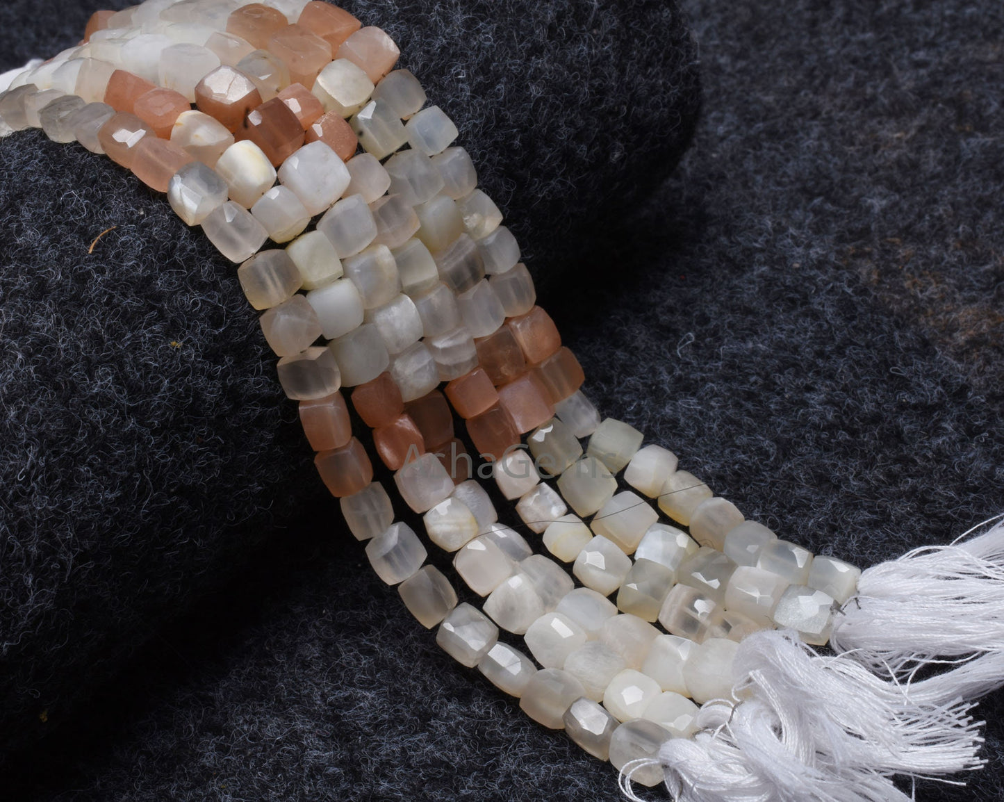 Shaded White-Pink Moonstone Faceted Box Gemstone Beads,8"strand natural Multi Moonstone Cube Beads Moonstone Beads Jewelry making Craft SALE