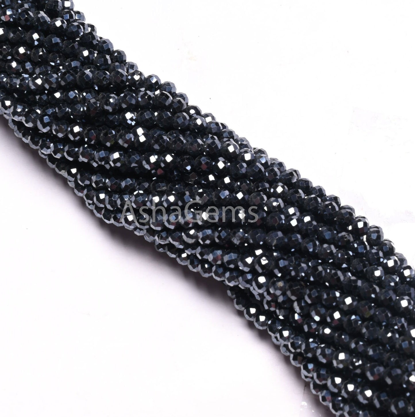 AAA Natural Spinel Silver Coated machine Cut Faceted Rondelle Gemstone Beads,3 mm Coated Black Spinel Micro Cut Bead Jewelry making Crafts