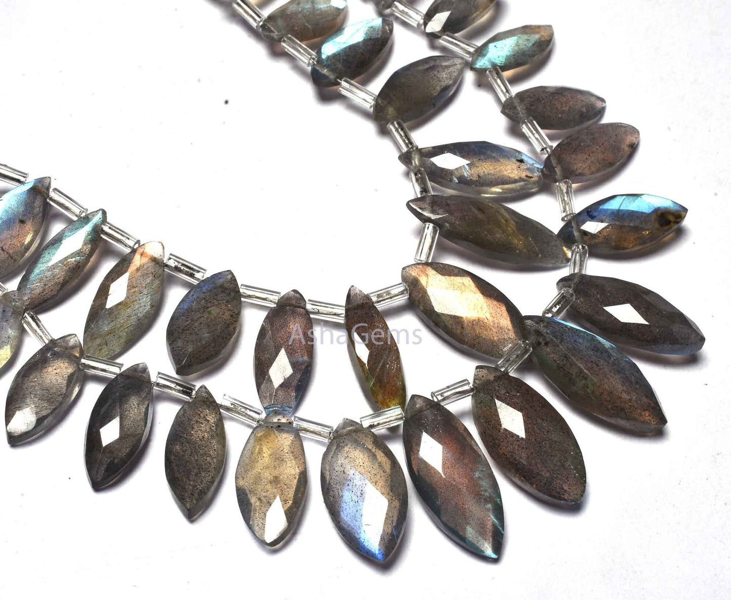 Natural Blue Fire Labradorite Marquise Shape Beads Faceted Briolettes Beads Gemstone,6" Strand Labradorite Gemstone Beads For Jewelry Making