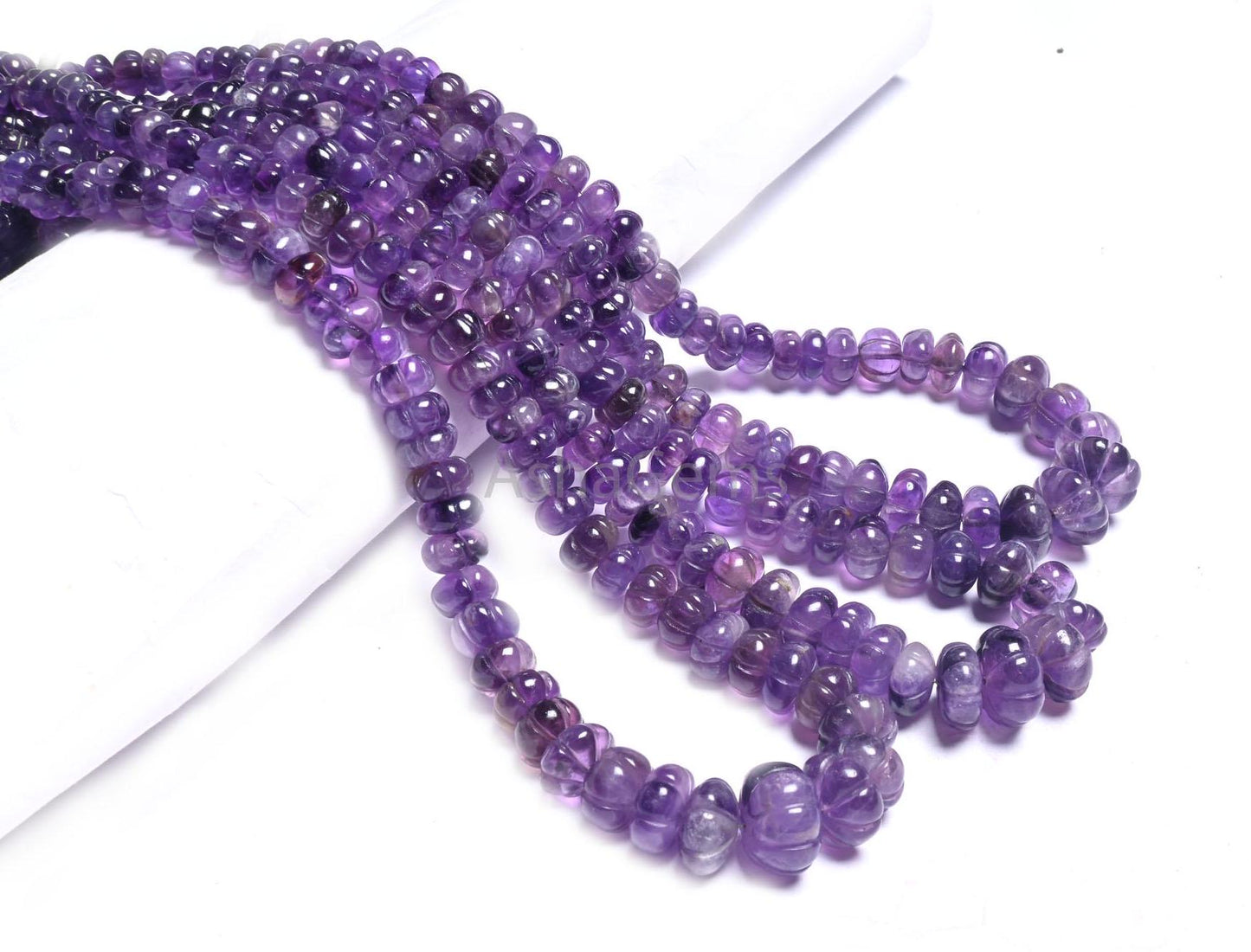 Natural Amethyst Carving Watermelon Gemstone loose Beads, Shaded Purple Amethyst Carved Pumpkin handmade Carve Melon Amethyst Beads Jewelry