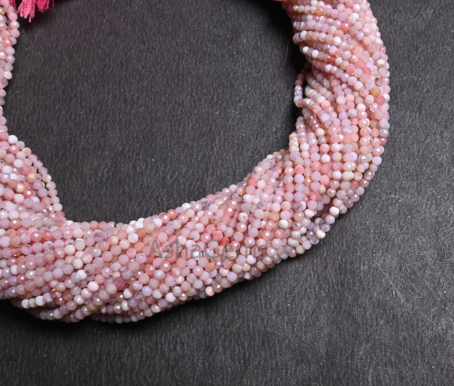 Beautiful Pink Opal Faceted Machine Cut Rondelle Beads,2-2.2mm Genuine Pink Opal Micro Cut Tiny Gemstone Opal Bead Jewelry Making Craft SALE