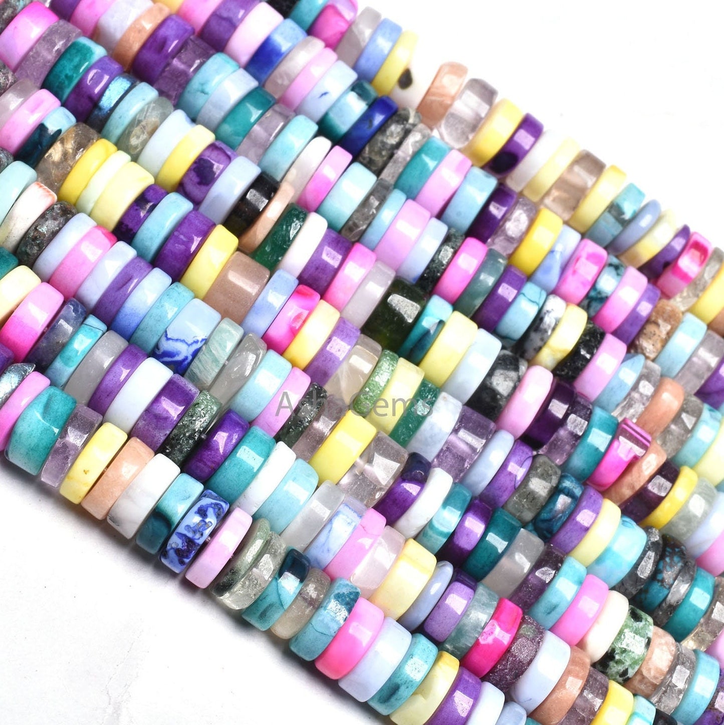 beautiful Mix gemstone Smooth Tyre Shape beads,8 mm Multi Color stone Disco plain Handmade Heishi tyre Beads, disco beads For Jewelry Crafts