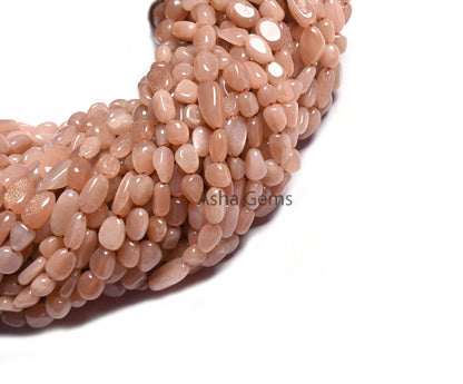 Fine Peach Moonstone Smooth Nugget Tiny Gemstone Loose Beads,4.5-9.5 mm Pink Moonstone Plain Handmade Uneven Tumble Bead Jewelry making SALE (AG 22276)
