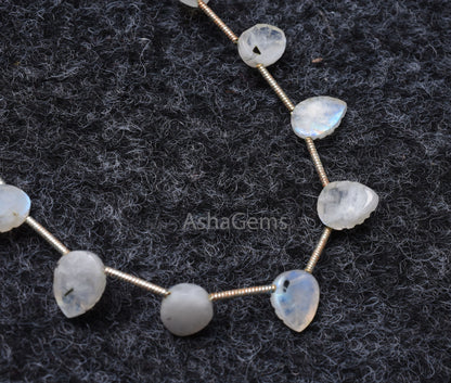 Natural Flash Rainbow Moonstone Carved Flat table Pear Gemstone Beads, White Rainbow Moonstone Fancy Carving Leaf Shape Side Drill Bead SALE