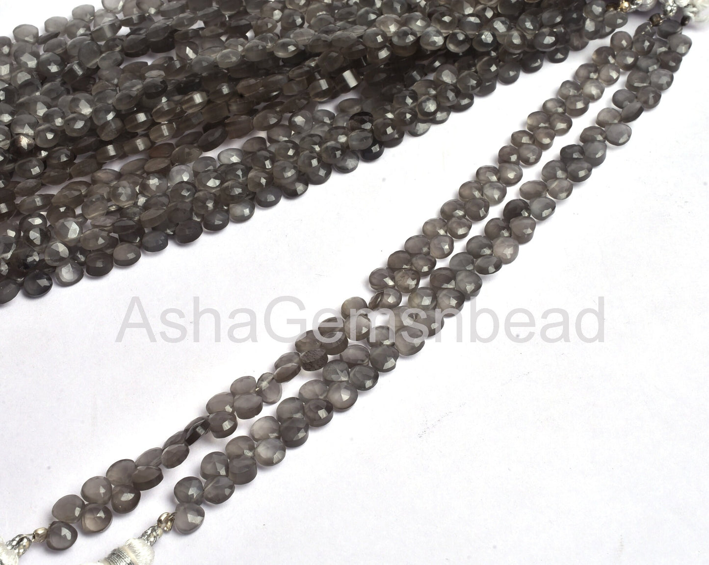 5 mm AAA Quality Moonstone Faceted Heart Shape Beads Gemstone, Natural dark Grey Moonstone Machine Cut Heart Briolette Beads Jewelry Makings