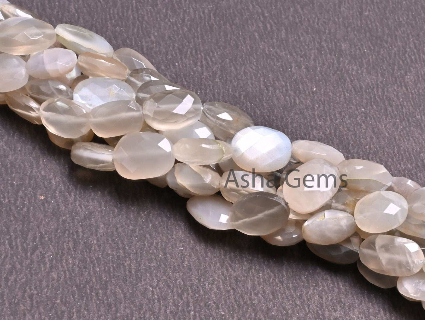 9" Strand Natural Grey Moonstone faceted Indian Cut Oval Gemstone Beads, Moonstone Oval Briolette Beads, grey Moonstone Beads Jewelry Crafts