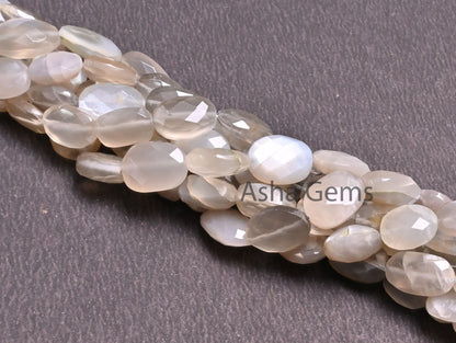 9" Strand Natural Grey Moonstone faceted Indian Cut Oval Gemstone Beads, Moonstone Oval Briolette Beads, grey Moonstone Beads Jewelry Crafts