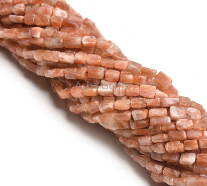 Natural Sunstone Smooth Rectangle Shape Gemstone Beads,14" Red Sunstone Plain Handmade Fancy Chicklet Straight Drill Bead Jewelry Craft SALE