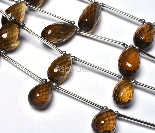 Top Quality Beer Quartz Faceted Drops Shape Beads, AAA Natural Beer Quartz Side Drill Teardrop Gemstone Beads For Necklace Jewelry Quartz