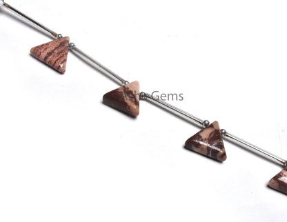 Beautiful Shaded Brown Jasper Smooth Triangle Beads, Natural Picture Jasper Handmade Trillion Shape Side Drill Gemstone Bead Jewelry Makings