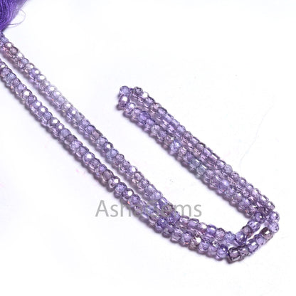 Fine Quality Mud Blue Zircon Rondelle faceted Micro Cut Beads,12.5" Cubic Zircon machine Cut Beads,3.2 mm Zircon Bead Necklace Jewelry Craft