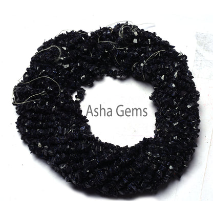 34" Strand Blue Sunstone Uncut Chips Beads, Fine Blue Sunstone Semi Precious Raw Rough Smooth tiny Nugget Uneven Beads Jewelry making Craft