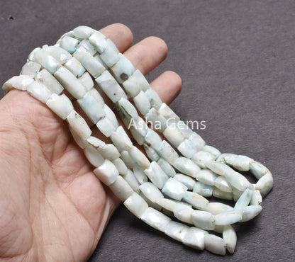 Beautiful Larimar Faceted Rectangle Straight Drill Gemstone Beads,6-13 mm Blue Larimar Fancy Chicklet Indian Cut Beads, Larimar Bead Jewelry