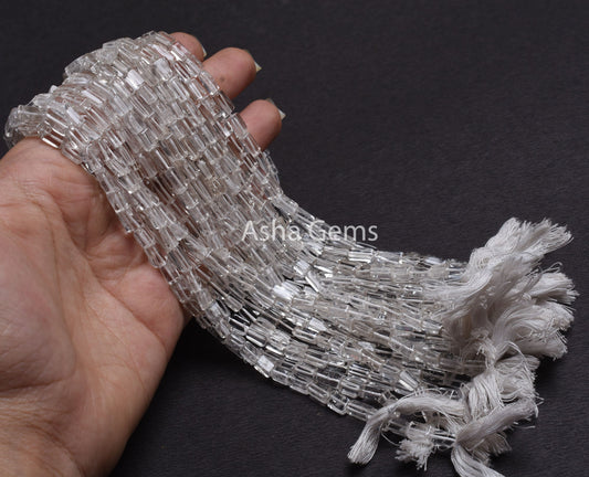 White Crystal Quartz Smooth Rectangle Gemstone Beads,15" Strand Natural Crystal Plain Handmade Uneven Fancy Beads, Crystal Bead Jewelry SALE
