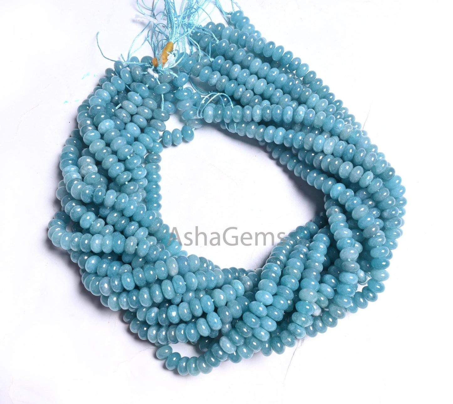 8mm Fine Neon Blue Color Jade Quartz Smooth Rondelle Shape Beads, Off Blue Quartz Plain Gemstone Loose Quartz Bead Jewelry Making Craft SALE