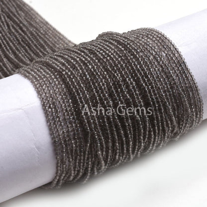 Beautiful Natural Smoky Micro Cut Faceted Gemstone Beads 2mm AAA Quality Smoky Quartz 13"Strand Smoky Tiny Rondelle Bead Jewelry Making SALE