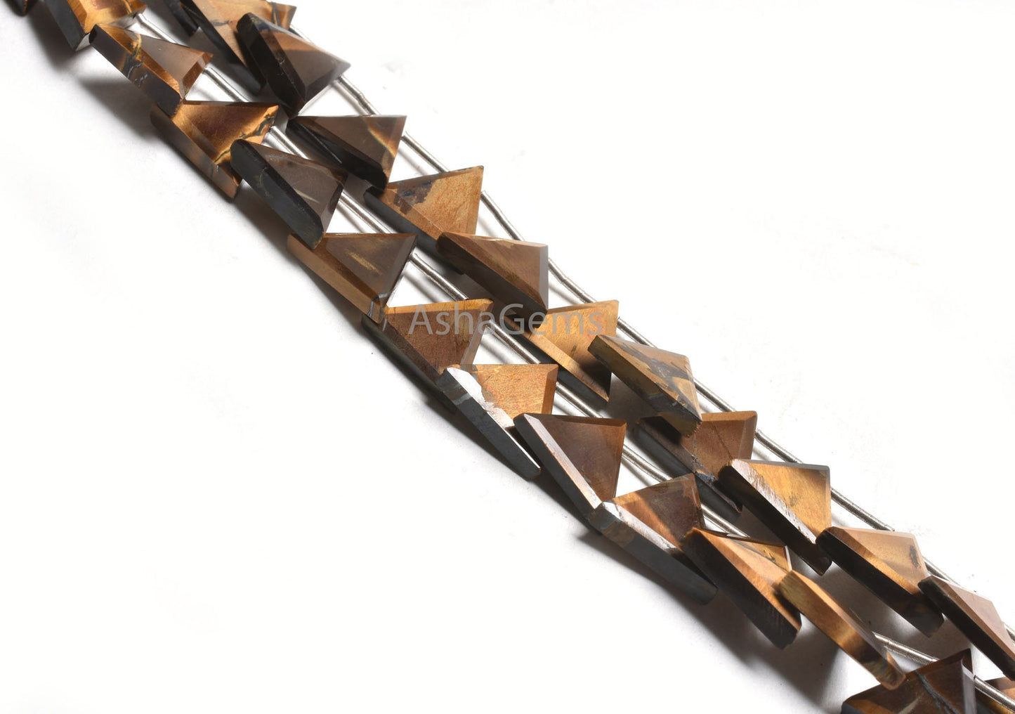 Beautiful Tiger Eye Trillion Shape Faceted Beads,13-15mm Natural Tiger Eye Fancy Side Drill Triangle Gemstone Bead Jewelry making Craft SALE